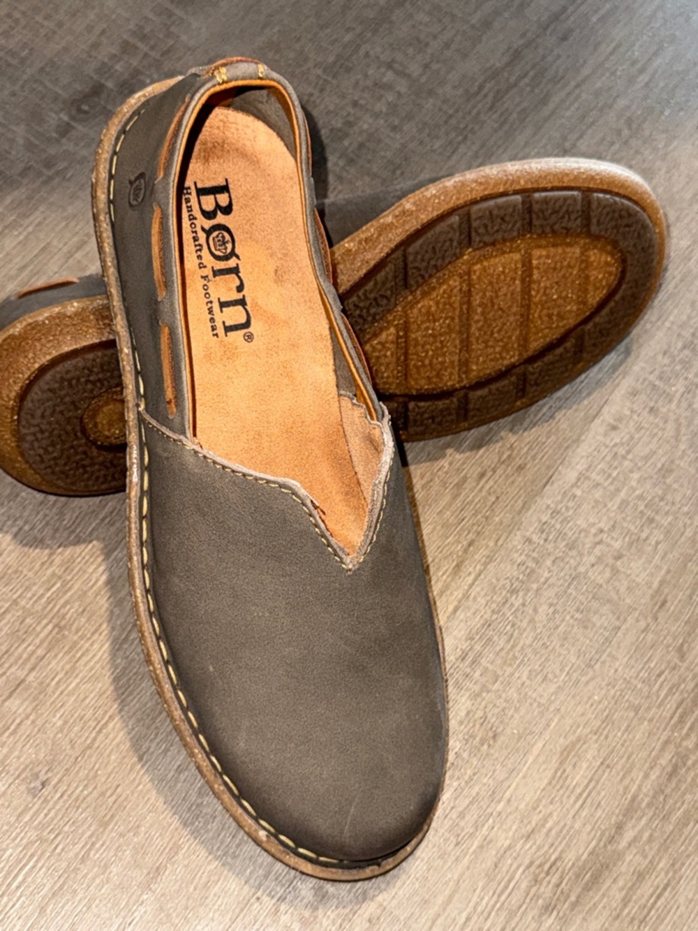 Børn Naya Grey Nubuck Leather Slip-On Loafers - Size 7.5 - Picture 11 of 15